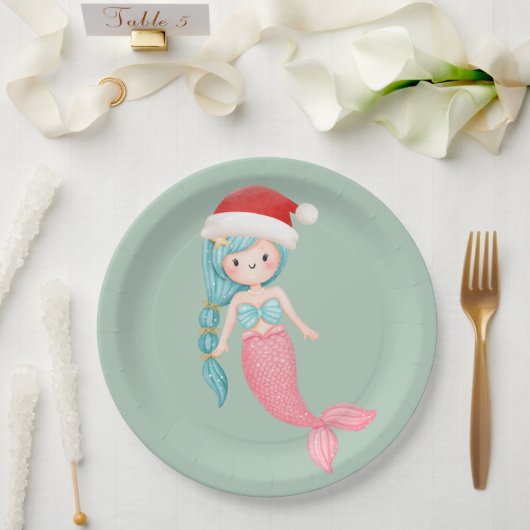 人魚サンタ・クリスマス ペーパープレート (ウェディング)