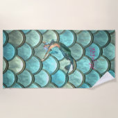 人魚スケールで愛らしい人魚パーソナライズされた- ビーチタオル (正面)