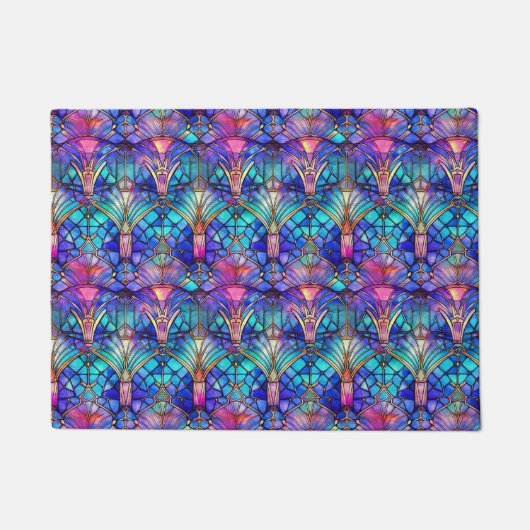 人魚ステンドグラス ドアマット (正面)