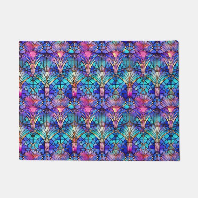 人魚ステンドグラス ドアマット (正面)