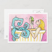 人魚タコのバスタブに登場するファンタジーアートはがき ポストカード (正面/裏面)