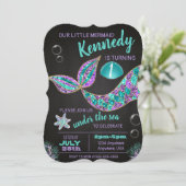 人魚チョークボード誕生日招待状、グリッター 招待状 (スタンド正面)