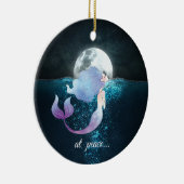 人魚パーソナライズされたが泳いで,平和で,満月 セラミックオーナメント (右)