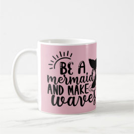 人魚パーソナライズされたで波をピンクにする コーヒーマグカップ