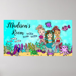 人魚パーソナライズされたと海の生物の友人 ポスター