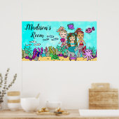 人魚パーソナライズされたと海の生物の友人 ポスター (キッチン)