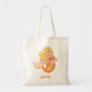 人魚パーソナライズされたの子供 トートバッグ
