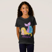人魚パーソナライズされたの誕生日の女の子Tシャツ Tシャツ (正面フル)