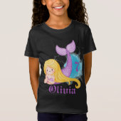 人魚パーソナライズされたの誕生日の女の子Tシャツ Tシャツ (正面)
