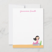 人魚パーソナライズされた文具 |黒いヘアピンク 招待状 (正面)