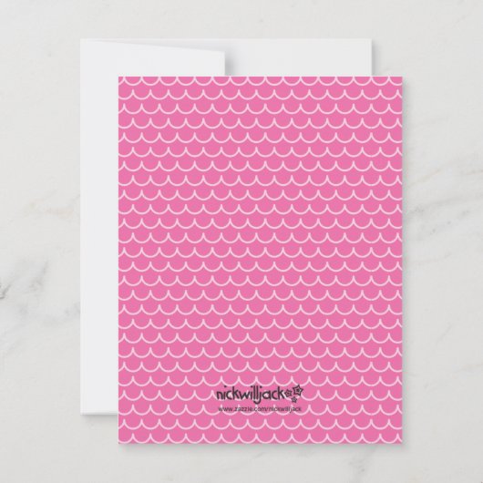 人魚パーソナライズされた文具 |黒いヘアピンク 招待状 (裏面)