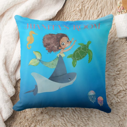 人魚パーソナライズされた クッション (ブランケット)
