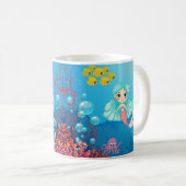 人魚パーソナライズされた コーヒーマグカップ (正面右)