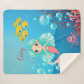 人魚パーソナライズされた シェルパブランケット (正面(横))