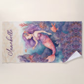 人魚パーソナライズされた ビーチタオル (正面)