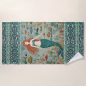 人魚パーソナライズされた ビーチタオル (正面)