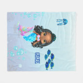 人魚パーソナライズされた フリースブランケット (正面(横))