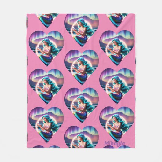 人魚パーソナライズされた フリースブランケット (正面)