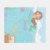 人魚パーソナライズされた フリースブランケット (正面(横))