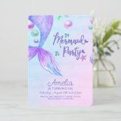 人魚パーティー人魚テールアンダーザシー誕生日 招待状 (スタンド正面)