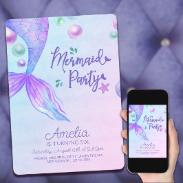 人魚パーティー人魚テールアンダーザシー誕生日 招待状