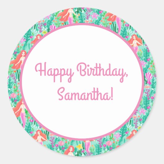 人魚パーティー・フード＆ドリンクラベルセット ラウンドシール (正面)