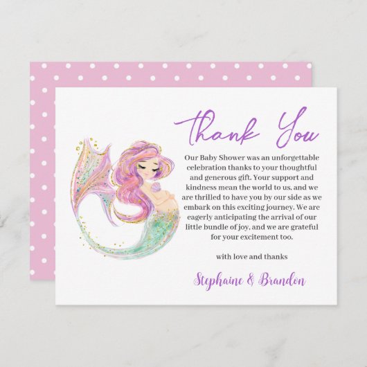 人魚パーティー ベビーシャワー 海の下でサンキュー シーズンカード (正面/裏面)