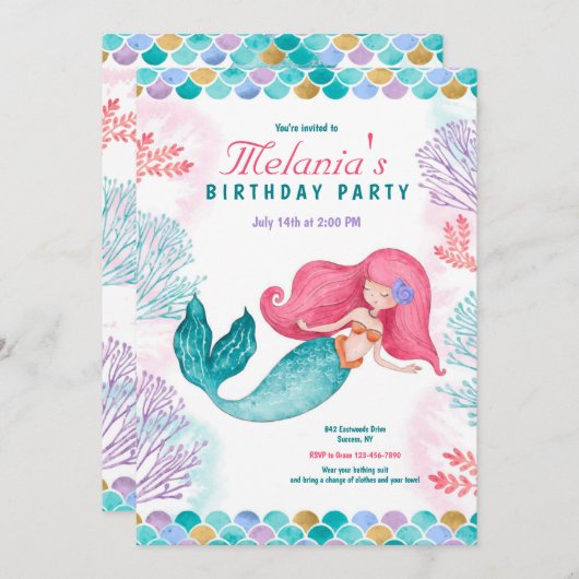 人魚パーティー 招待状 (正面/裏面)