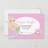 人魚ピンクおむつくじカード 赤ちゃんのお祝い 招待状 (正面)