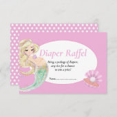 人魚ピンクおむつくじカード 赤ちゃんのお祝い 招待状 (正面/裏面)