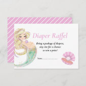 人魚ピンクおむつラッフル 赤ちゃんのお披露目パーティー 招待状 (正面/裏面)