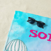 人魚ピンク青いヒトデかわいいパーソナル ビーチタオル (インサイチュ)