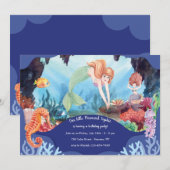 人魚ファンタジー誕生日パーティー 招待状 (正面/裏面)