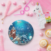 人魚ファンタジー 赤い髪の魔法のビーチパーティー ペーパープレート (パーティー)