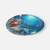 人魚ファンタジー 赤い髪の魔法のビーチパーティー ペーパープレート (アングル)