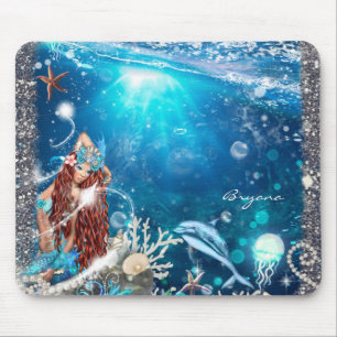 人魚ファンタジー 赤い髪の魔法のビーチ マウスパッド