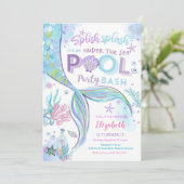 人魚プールパーティー誕生日招待状 招待状 (スタンド正面)