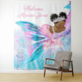 人魚ベイビーシャワー背景 アフロ人魚バナー タペストリー (インサイチュ)