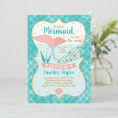 人魚ベビーシャワー コーラルとターコイズ 招待状 (スタンド正面)