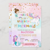 人魚ユニコーン妖精の招待 招待状 (正面/裏面)
