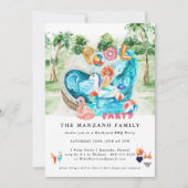 人魚ユニコーン |プールパーティの招待状 招待状 (正面)