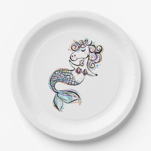 人魚ユニコーン ペーパープレート (正面)