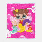 人魚中国のの娘 フリースブランケット (正面)