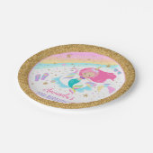 人魚及びユニコーンのプールを囲んでのパーティの紙皿 ペーパープレート (アングル)