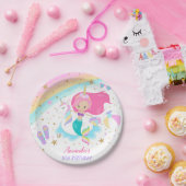 人魚及びユニコーンのプールを囲んでのパーティの紙皿 ペーパープレート (パーティー)