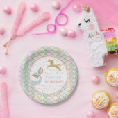 人魚及びユニコーンの金ゴールドの紙皿7"紙皿 ペーパープレート (パーティー)