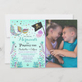 人魚及び海賊誕生日の兄弟姉妹の男の子の女の子の招待 招待状 (正面)