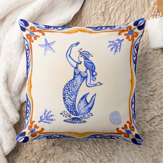人魚地中海の クッション (ブランケット)