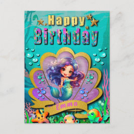人魚姫と海底の世界 誕生日パーティー ポストカード