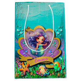人魚姫と海底の世界 誕生日パーティー ミディアムペーパーバッグ